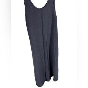 Vintage CP SHADES black flax rayon flowy tank dress with woven texture M
